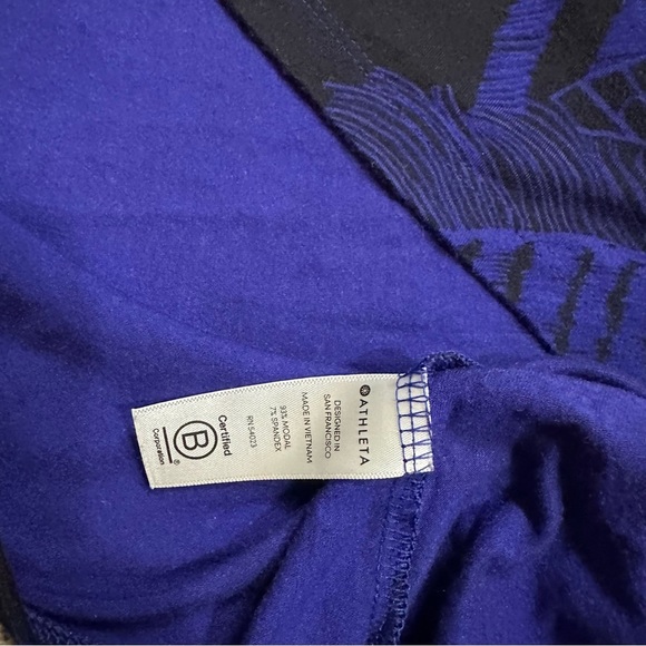 Athleta Santorini Blue black Leaf Print High Neck Dress Small Sleeveless casual - Picture 11 of 11